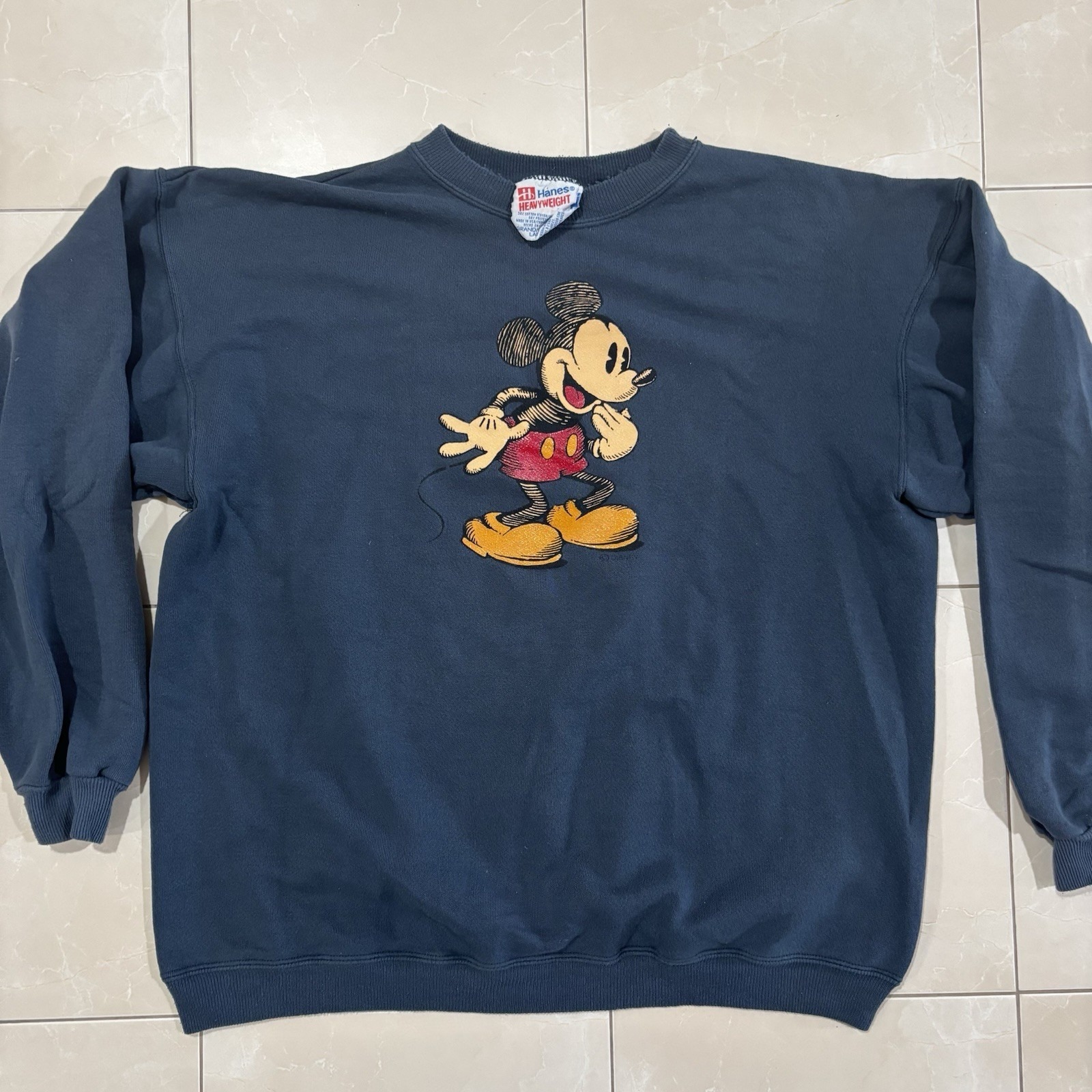 Vintage 80s 90s Disney Mickey Mouse Sweater Blue Pullover Men's L Sweatshirt
